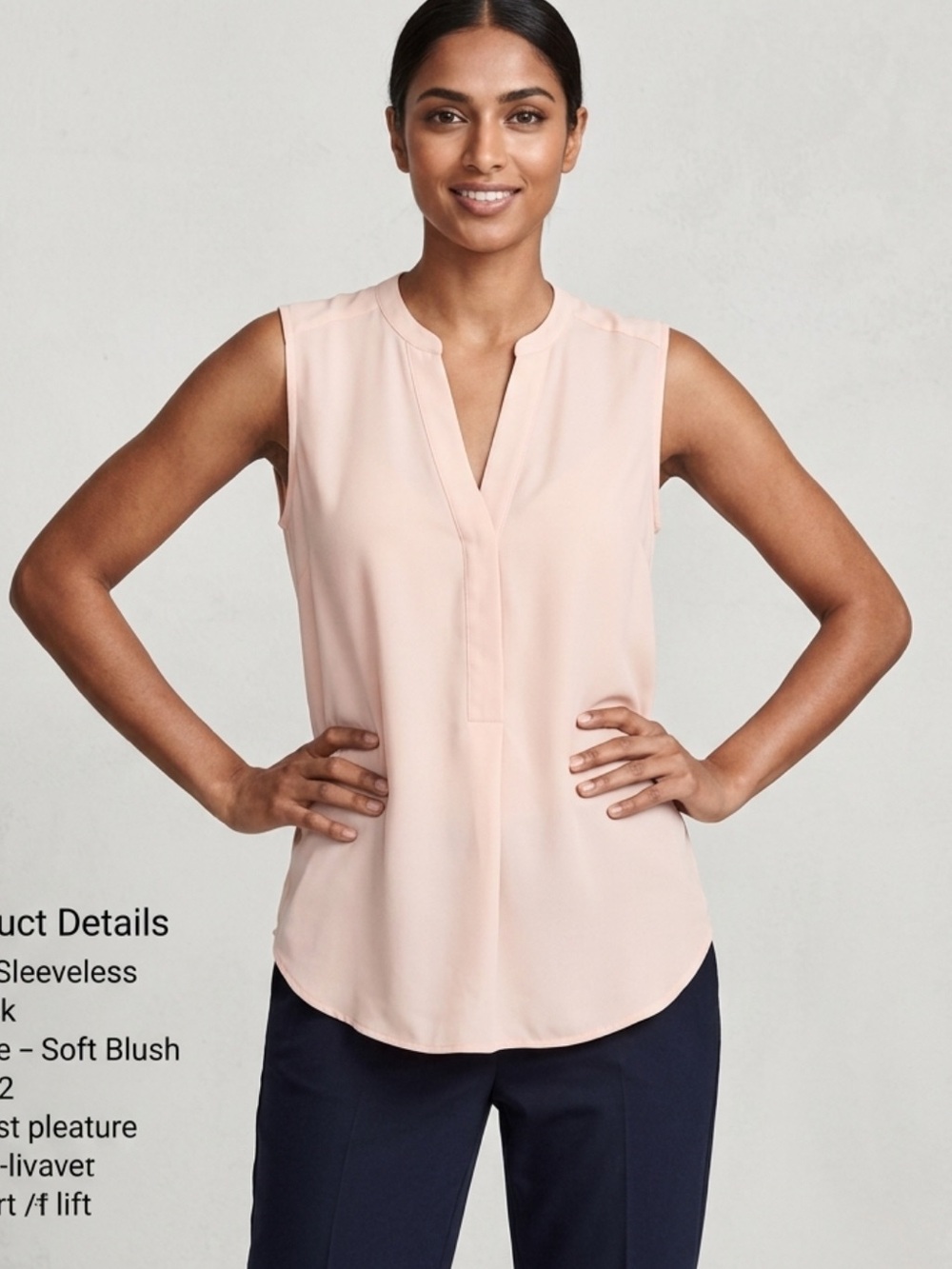 EUC size 12 H&M Sleeveless V-Neck Blouse in Soft Blush